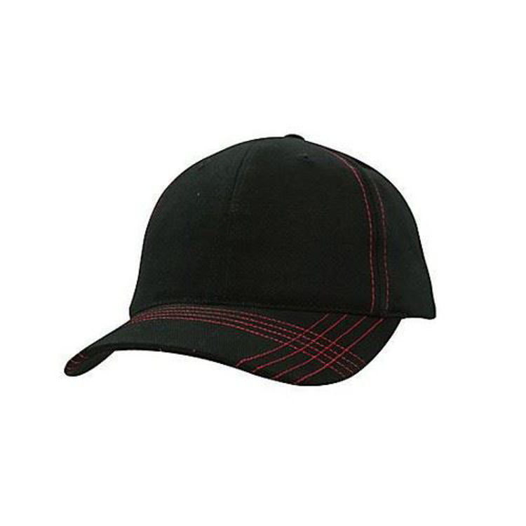 Picture of Brushed Heavy Cotton Cap with contrast cross stitch on peak