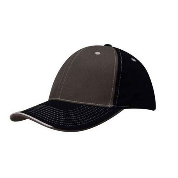 Picture of Brushed Heavy Cotton Two Tone Cap with Contrasting Stitching and Open Lip Sandwich