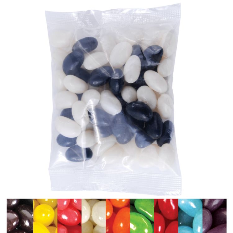 Picture of Corporate Colour Mini Jelly Beans in 50 Gram Cello Bag