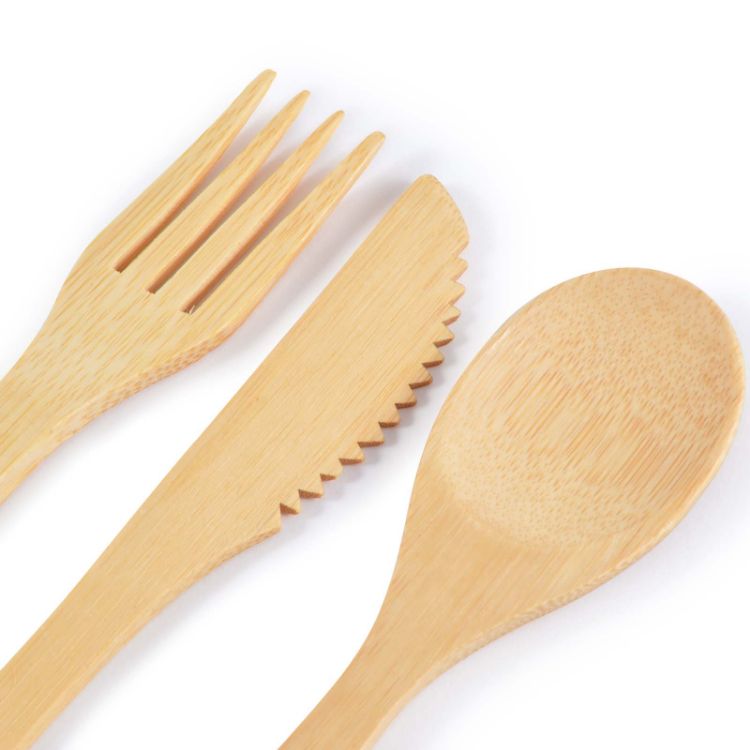 Picture of Miso Bamboo Cutlery Set in Calico Pouch