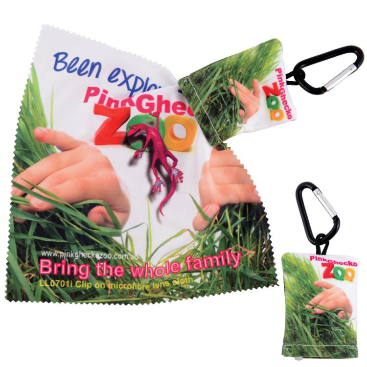Picture of Custom Superior Hi Microfibre Lens Cloth in Pouch with Carabiner