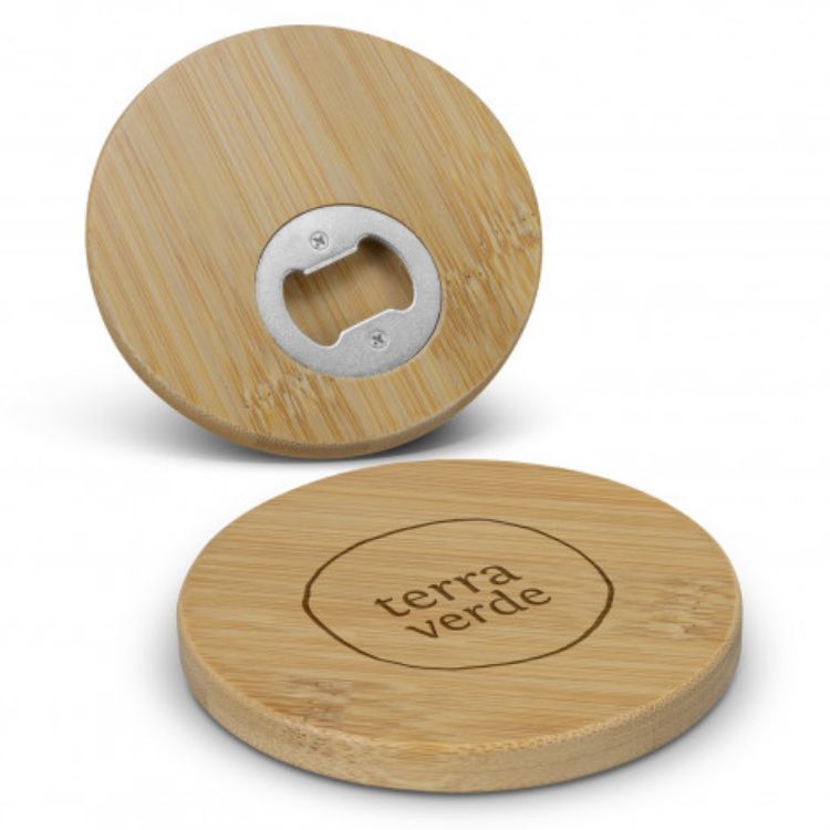 Picture of Bamboo Bottle Opener Coaster - Round