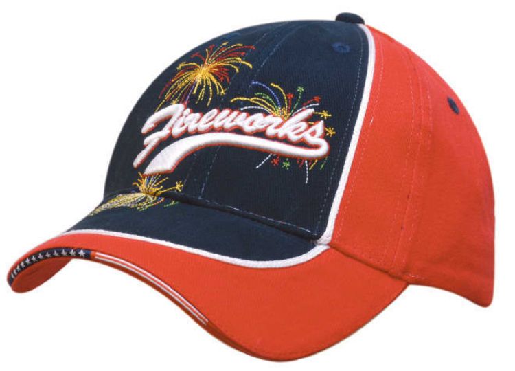Picture of Brushed Heavy Cotton Dual Coloured Cap with Piping & Stars & Stripes Sandwich