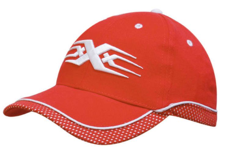 Picture of Brushed Heavy Cotton Cap with Peak & Crown Mesh Trim and Piping