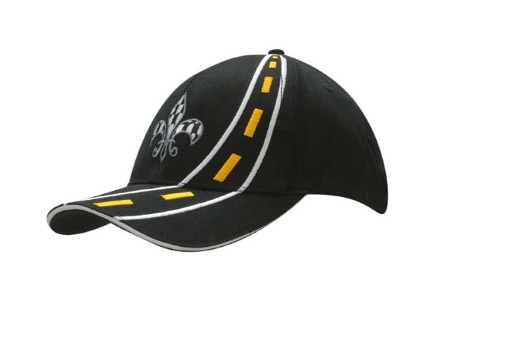 Picture of Brushed Heavy Cotton Cap with Road Embroidery on Crown & Peak with Sandwich Trim