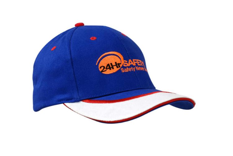 Picture of Brushed Heavy Cotton Cap with Sandwich Trim & Peak Indent/Embroidery