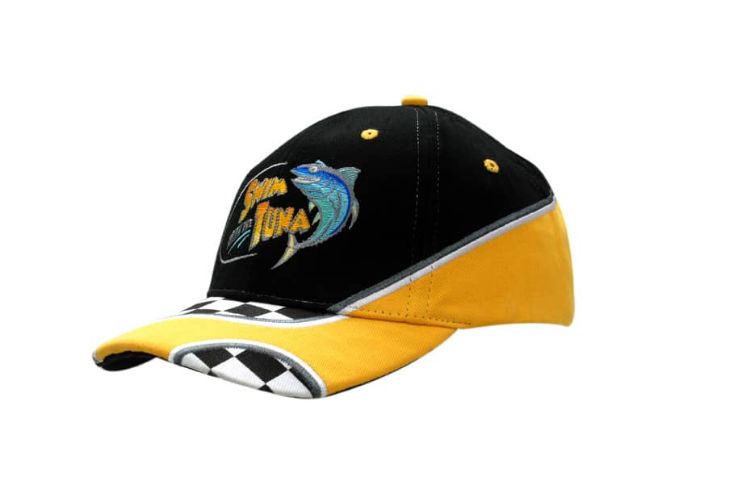 Picture of Brushed Heavy Cotton Cap with Embroidery on Crown/Peak & Printed Checks on Peak