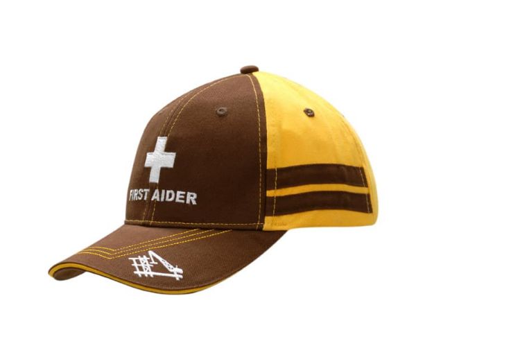 Picture of Brushed Heavy Cotton Cap with Sandwich Trim & Stripes on Crown, Contrast Stitching on Peak