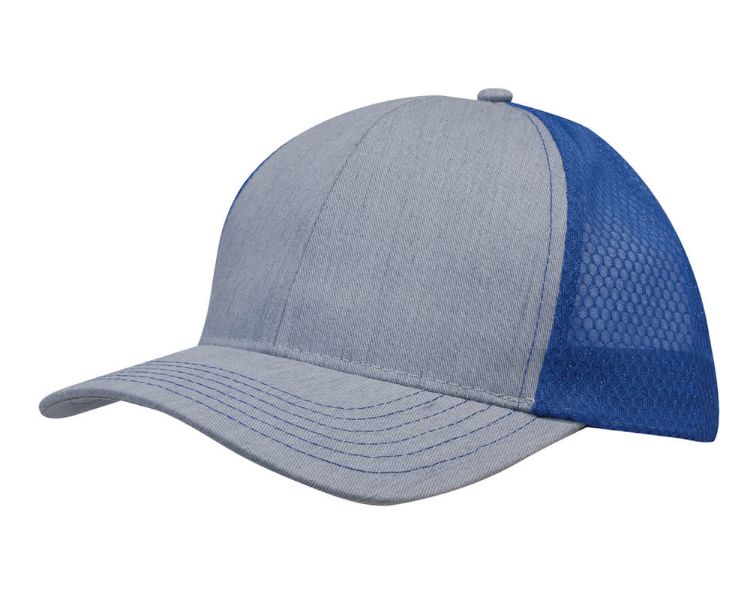 Picture of Light Brushed Poly Cotton Marle Cap with Honeycomb Mesh Back