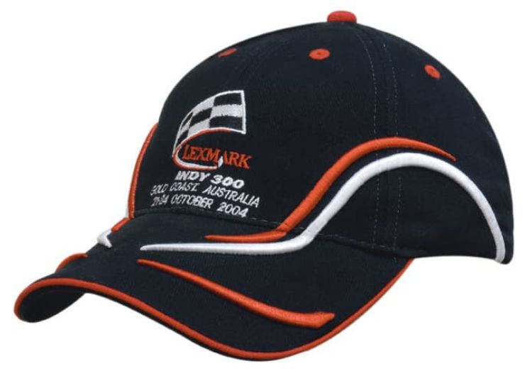 Picture of Brushed Heavy Cotton Cap with Running Line Embroidery on Peak and Crown