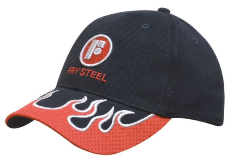 Picture of Brushed Heavy Cotton Cap with Mesh Indented Peak Flames