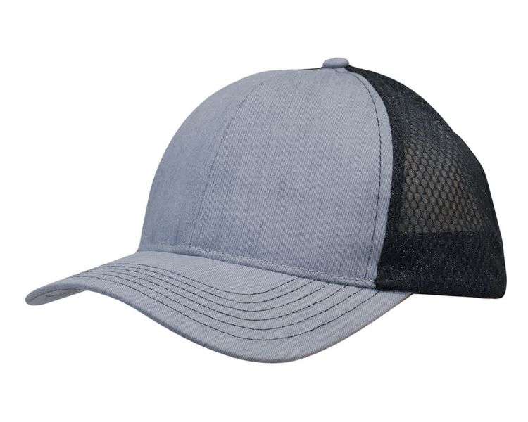 Picture of Light Brushed Poly Cotton Marle Cap with Honeycomb Mesh Back