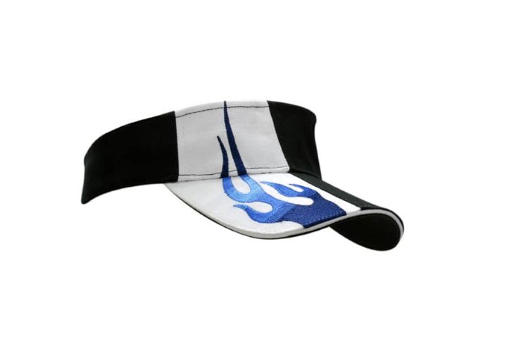 Picture of Brushed Heavy Cotton Visor with Sandwich Trim & Flame Embroidery on Crown & Peak